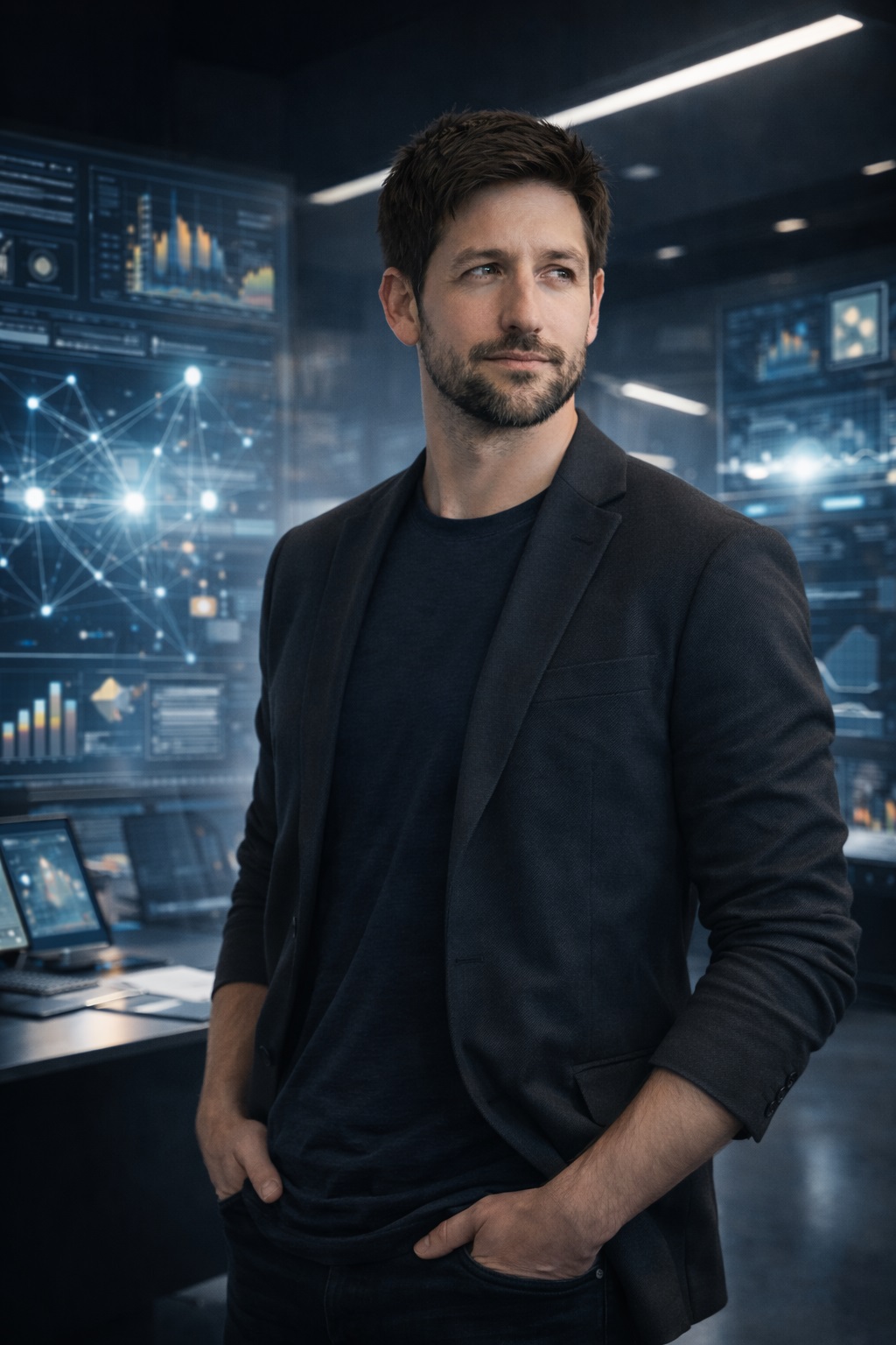 Chase Arenella in a modern data-driven leadership environment representing AI-augmented leadership systems